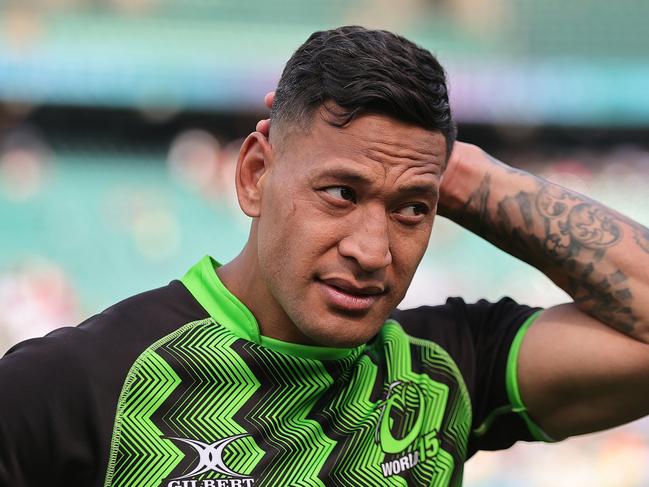 Israel Folau was booed during his appearance for the World XV. Picture: David Rogers/Getty Images