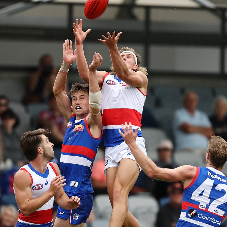 Aaron Naughton soars during an intraclub match. Picture: Michael Klein.