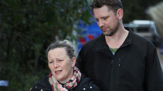 William’s mother Penny Callaghan, with partner Nathan Ezard, during an emotional appeal for help. Picture David Crosling