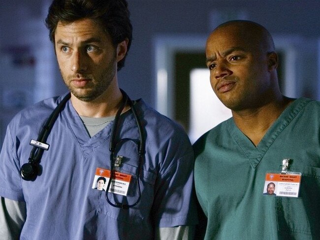 Zach Braff and Donald Faison as JD and Turk.