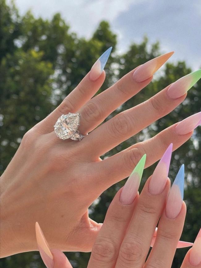 Khloe shared a photo of her ring - widely reported to be an engagement ring from Tristan Thompson - back in April.