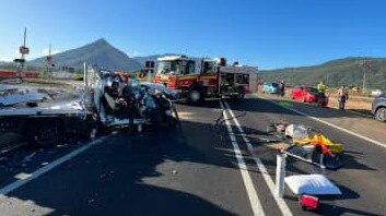 Aftermath of a head on crash on the Bruce Highway in Gordonvale