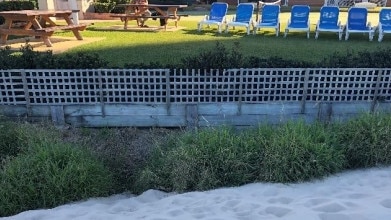 Structures in front of properties where the Surfers South Oceanway is to be built.