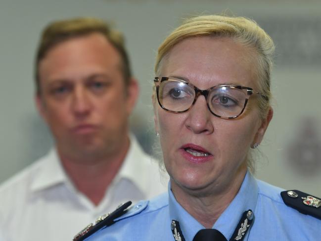 Premier Steven Miles and Police Commissioner Commissioner Katarina Carroll at the Townsville Local Disaster Co-ordination Centre. Picture: Evan Morgan