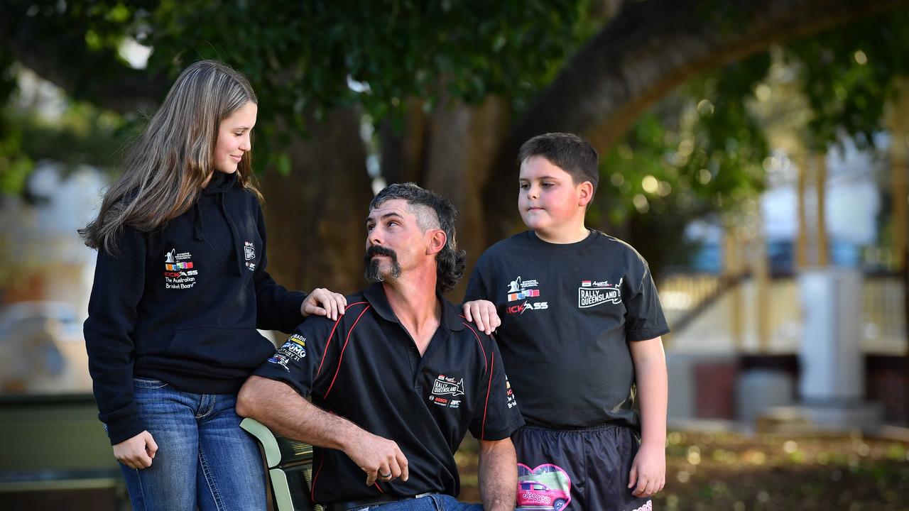 Jess Townley’s fiance Troy Walgast with Montana and TG. Photo: Patrick Woods.