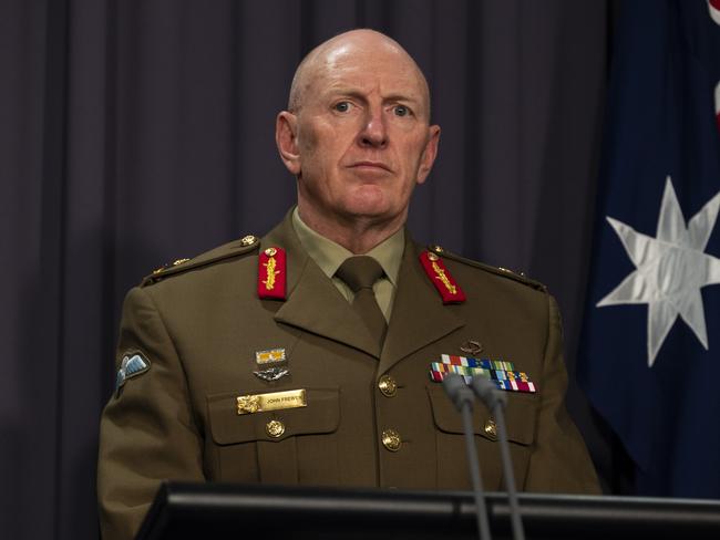 Lieutenant General John Frewen says GPs and state hubs will ‘remain the backbone’ of the national rollout Picture: NCA NewsWire / Martin Ollman