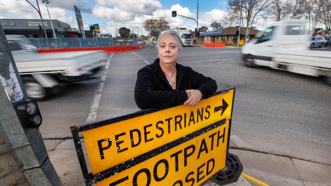 Kelly Durie at the intersection of Howard St and Midland Highway, Epsom which was voted the most dangerous intersection in rural Victoria. Picture: Rob Leeson.