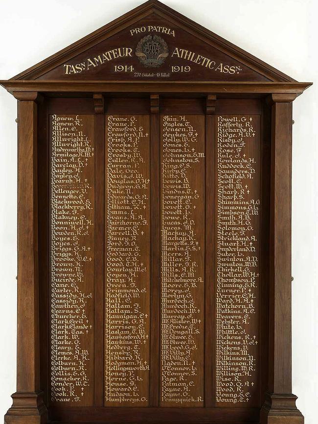 The long-forgotten Tasmanian Amateur Athletics Association honour roll.