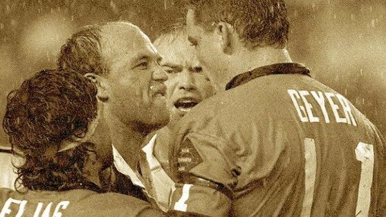 Wally Lewis confronts Mark Geyer during Origin II in 1991. Picture: Supplied