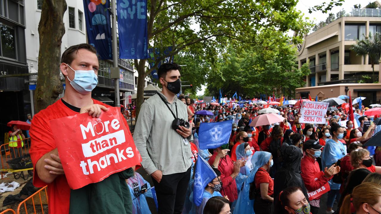 Tuesday’s strike was the first major industrial action from NSW teachers in a decade. Picture: James Morgan/Getty Images