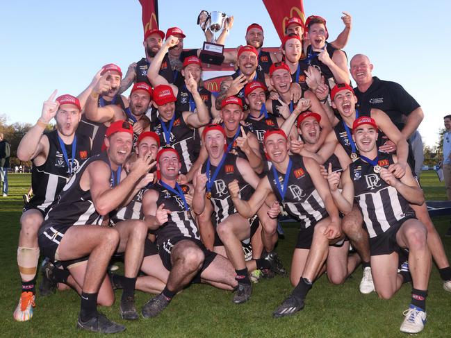 Ballarat FNL grand final: Darley v North Ballarat: Darley celebrate with the cup at City Oval on September 23, 2023 in Lake Wendouree, Australia.Picture: Hamish Blair