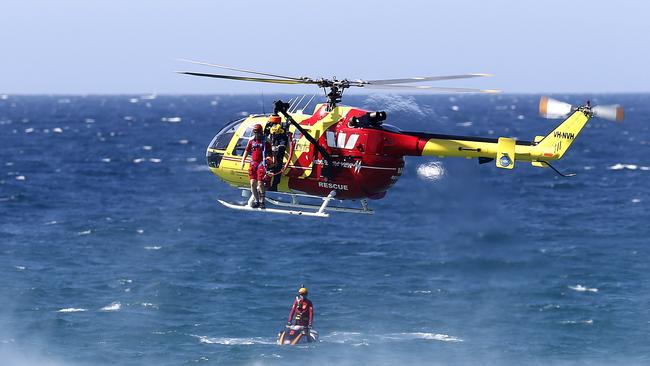 A helicopter rescue demonstration on the Gold Coast. Picture: JERAD WILLIAMS