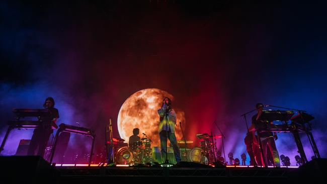 Tame Impala performs at the Brisbane Entertainment Centre for the opening concert of its national tour in support of its 2020 album The Slow Rush. Picture: Justin Ma