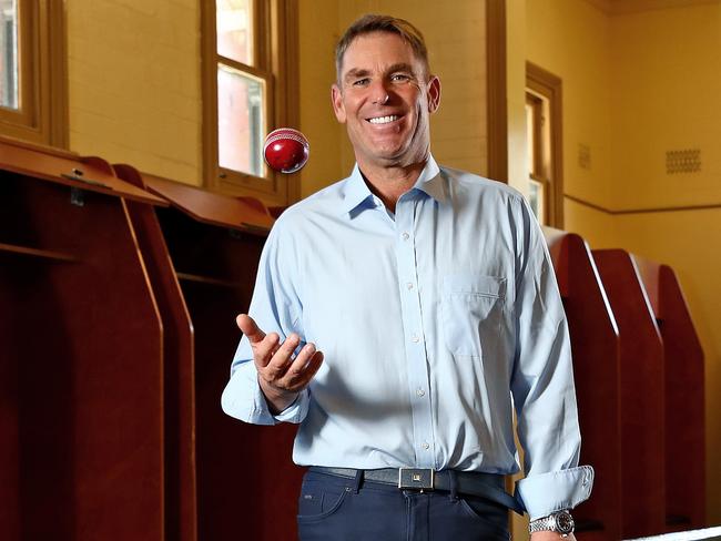 Foxtel launch their Summer of Cricket at the SCG with former cricketers and current commentators attending the event. Spin king Shane Warne in the change rooms of the SCG. Picture: Toby Zerna