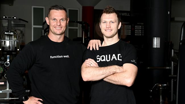 Boxer Jeff Horn with his strength and conditioning coach, former NRL player Chris Muckert in Brisbane last week. Picture: Bradley Kanaris/Getty Images