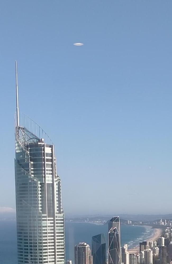 The UFO hovering over Q1 on the Gold Coast. Picture: Supplied