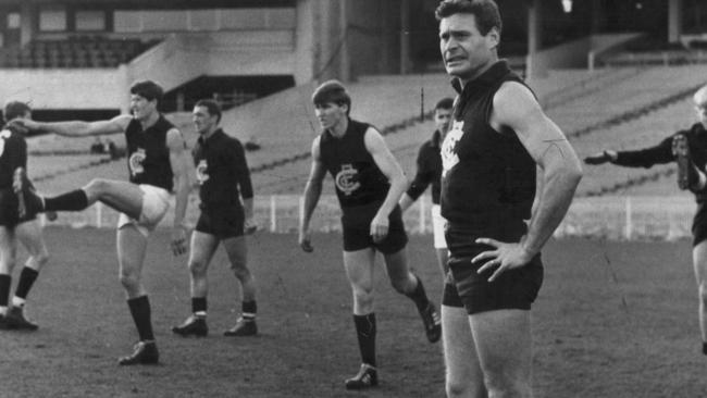 Barassi at training with Carlton.