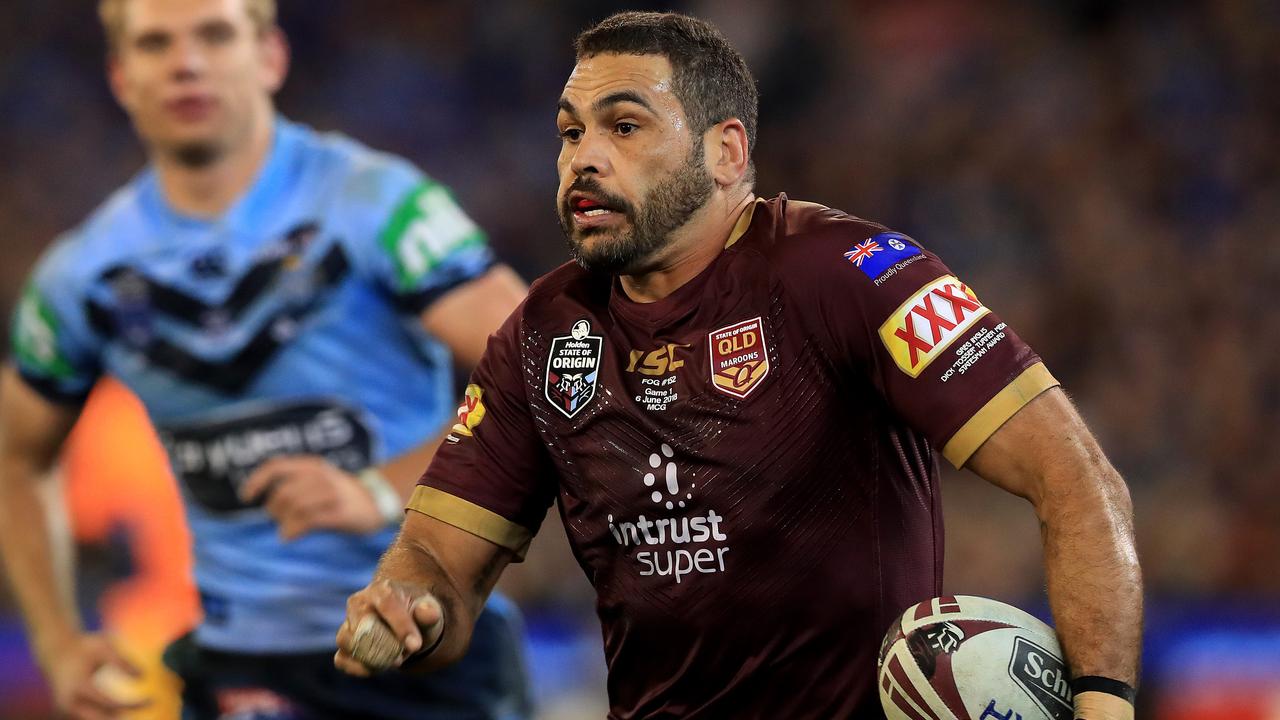 Greg Inglis was on a mission in Origin I but even he couldn’t get the Maroons home.  Pics Adam Head