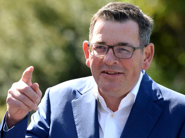 MELBOURNE, AUSTRALIA - NewsWire Photos SEPTEMBER 26, 2023: Victorian Premier Daniel Andrews announces his resignation at Parliament House in Melbourne, watched on by his wife Catherine and kids. Picture: NCA NewsWire / Andrew Henshaw