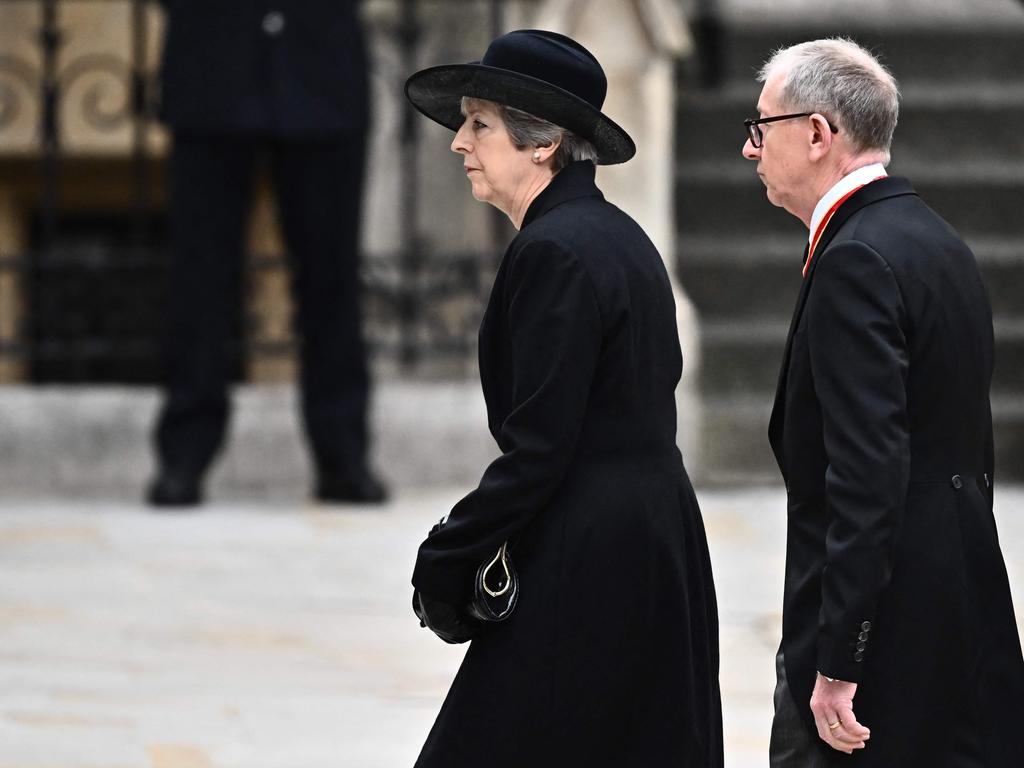 Former British Prime Minister Theresa May arrives at Westminster Abbey. Picture: AFP