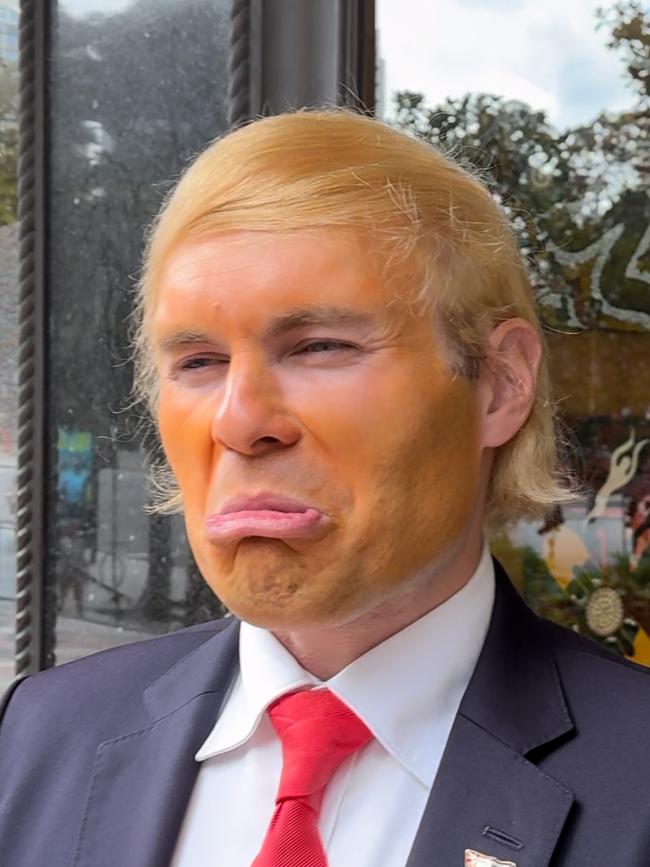 Donald Trump after his assault charge was withdrawn at Downing Centre Local Court on Monday.