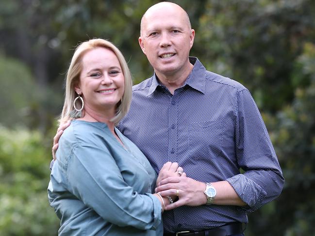 Peter Dutton (with wife Kirrily) has been off-loading properties over the last few years. Picture: Peter Wallis