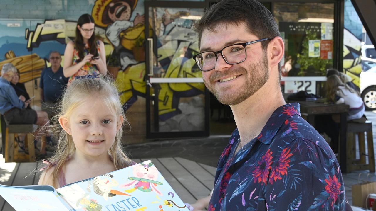 Lilia Bennett meets Children's author, Rory Hammersley-Mather (left) at the booking signing at Walton Stores