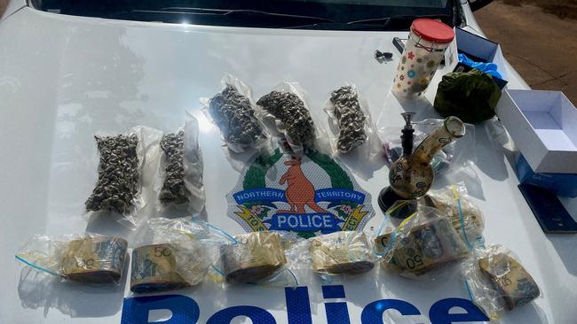 Police have charged a 38-year-old man with drug offences after a search of a vehicle in Katherine allegedly uncovered a large quantity of drugs and cash. Picture: NT Police