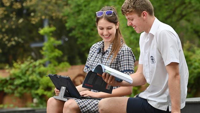 Concordia College year 12 students Fleur Marais and Andrew Jenke are sitting the 2022 SACE exams. Picture: Keryn Stevens