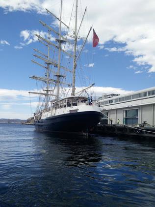 The tall ship Tenacious docked at Hobart's Princes Wharf. Picture: JENNIFER CRAWLEY