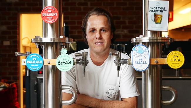 Lawrence Dowd of Colonial Brewing Co, is now considering whether its feasible to change its name after racism activists called for their products to be destocked from bottle shops. Picture: Aaron Francis/The Australian