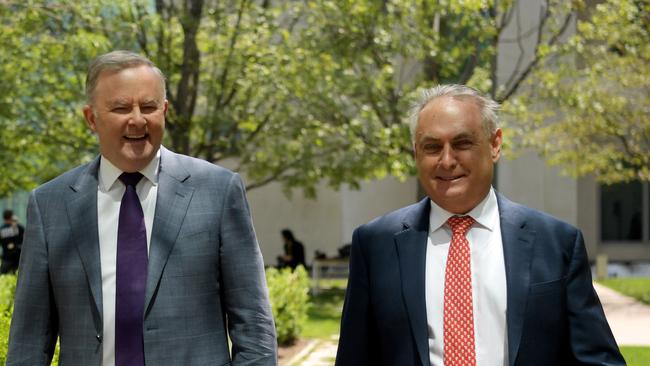 Anthony Albanese says there can be no restoration of relations until China drops its trade sanctions. Albanese is pictured here with Don Farrell. Picture: Getty Images