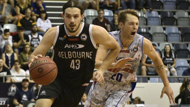 Melbourne United‘s Chris Goulding in action against the Sixers this season. He may not suit up in Adelaide. Picture: Christopher Chan.