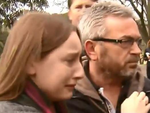 Sarah Ristevski is comforted by her father Borce in footage shown on 60 Minutes. Picture: 60 Minutes