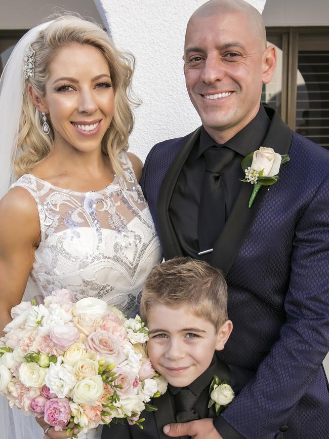 Ali Fyfe and Nick Babousis with Ali’s son Alex. Picture: Ben Clark Photography