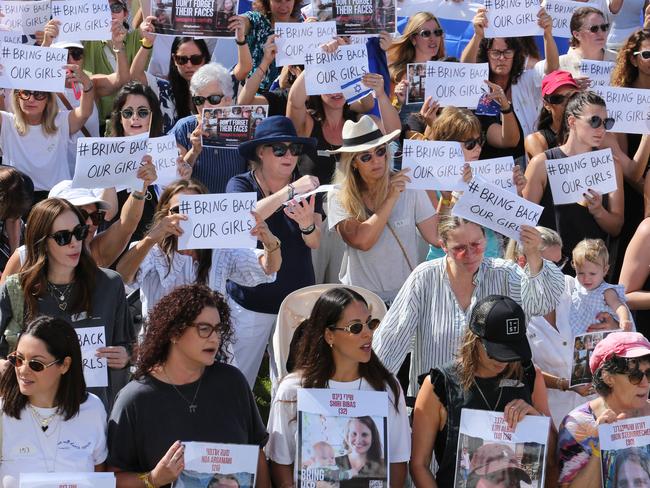 The #BringBackOurGirls event marks International Women's Day and calls for the immediate release of 19 Israeli female hostages who are still being held captive in Gaza. Picture: Britta Campion / The Australian