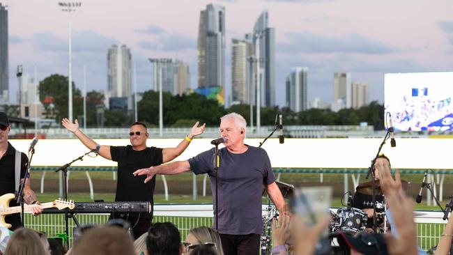 Daryl Braithwaite performs at the Gold Coast Magic MIllions inagural twilight meet on FRiday night at the Gold Coast Turf Club. Picture: Luke Marsden