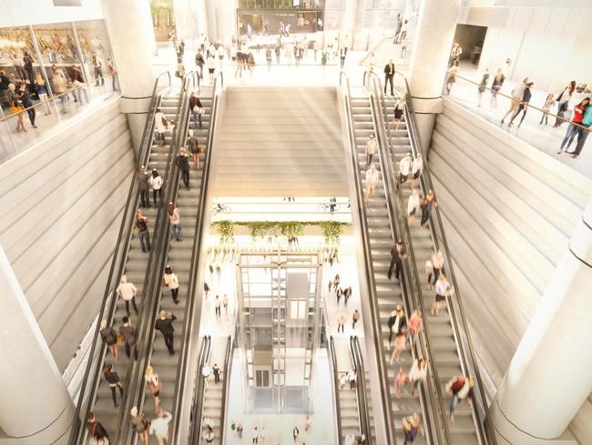 Inside the future Martin Place Metro Station.