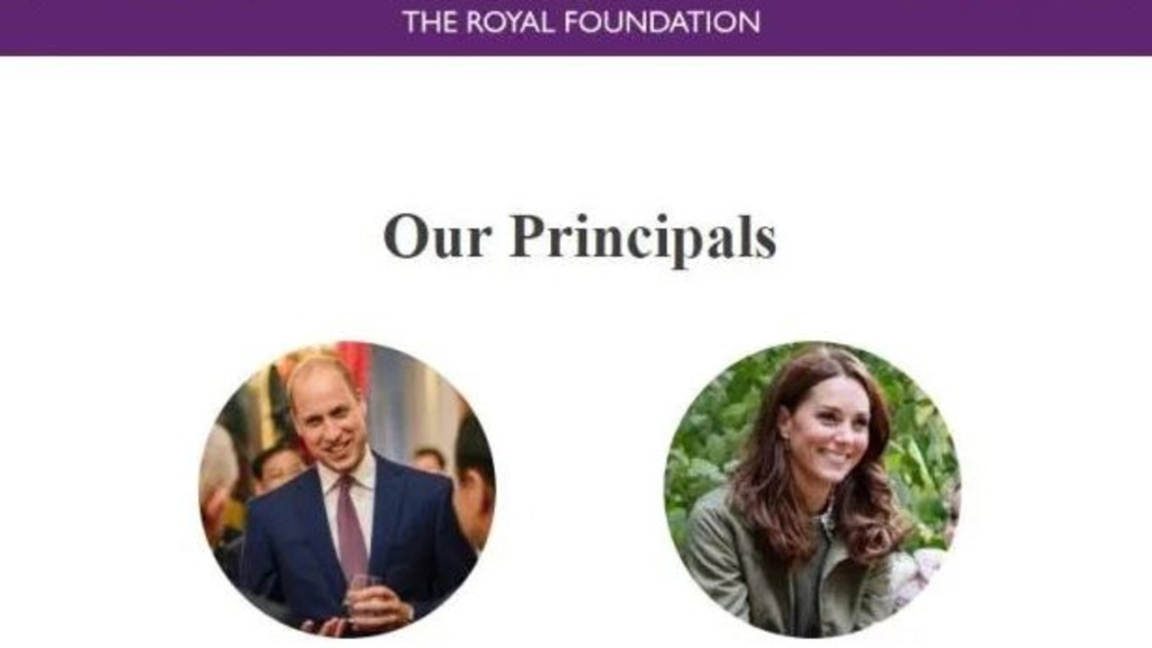 The Duke and Duchess of Cambridge are the only principals listed on the site. Picture: The Royal Foundation