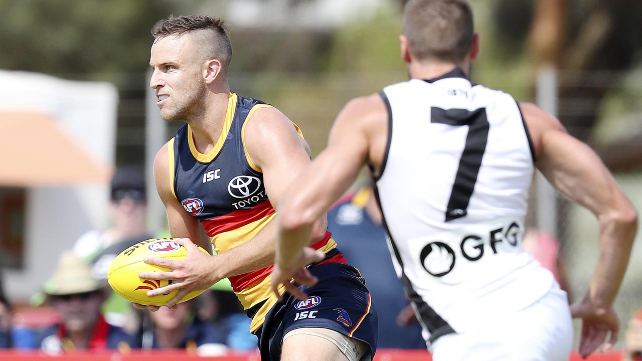 Brodie Smith takes off from half-back. Picture: Sarah Reed