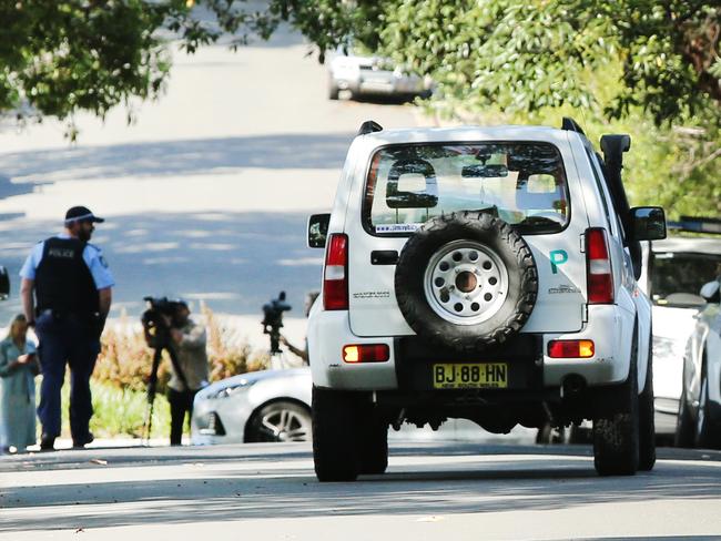 Pictured is the scene at Blaxland Street in Hunters Hill where a child has been hit by a car (pictured) and flown to hospital in stable condition.Picture: Richard Dobson