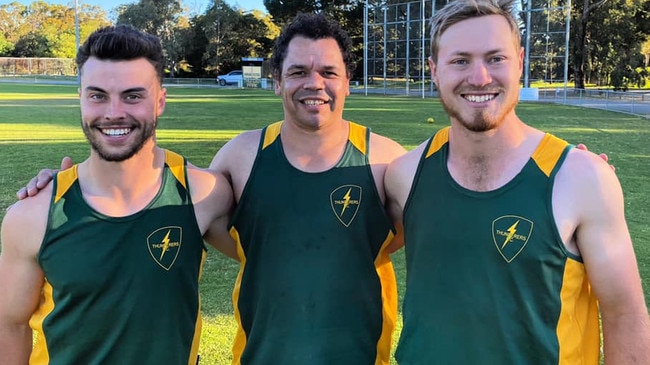 Former Central District and Port Adelaide player Elijah Ware (middle) has joined McLaren for season 2023. Picture: Ironbank Cherry Gardens Football Club