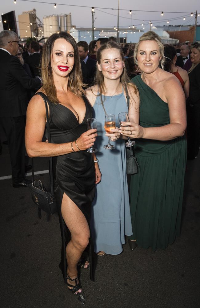 Representing Sharne Consulting are (from left) Kristy Baker, Sharon Grobler and Adele Coetzer at the Focus HR Business Excellence Awards 2023 hosted by Toowoomba Chamber at Rumours International, Saturday, October 21, 2023. Picture: Kevin Farmer