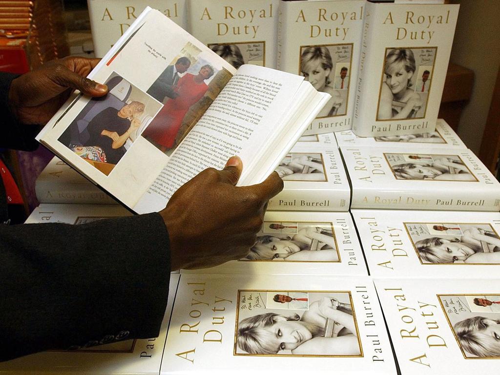 A copy of the book 'A Royal Duty' by former butler to Princess Diana, Paul Burrell, on display at a bookstore in London in 2003. Picture: AP