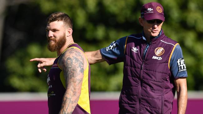 Josh McGuire and Wayne Bennett were close in Brisbane. Picture: AAP/Darren England