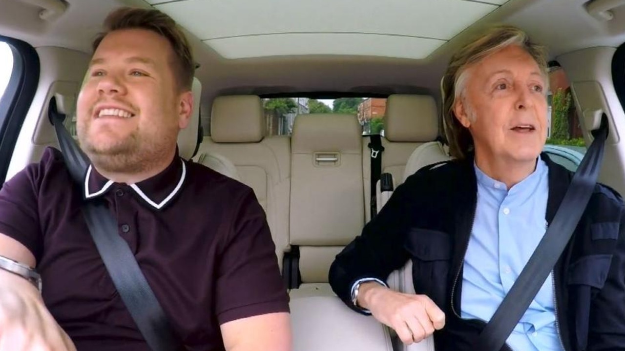 James Corden and Sir Paul McCartney doing Carpool Karaoke.