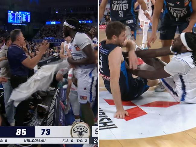 There were wild scenes late in Melbourne United vs Adelaide 36ers.