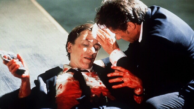 Tim Roth and Harvey Keitel in Reservoir Dogs’ dramatic conclusion.