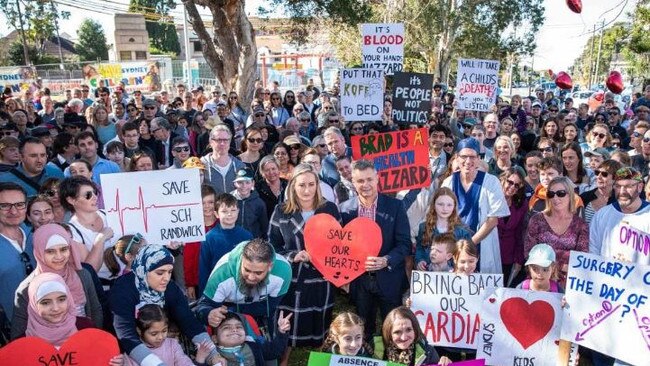 Medical staff at Sydney Children’s Hospital Randwick held a rally in support of saving cardiac services. Picture: Flavio Brancaleone