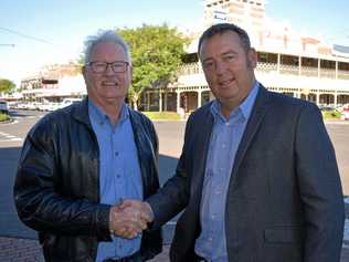 TAKING ACTION: Paul Masson from the Yuleba Development Group with Mayor Tyson Golder in Roma. Picture: Joshua Macree